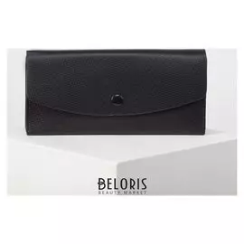 Кошелёк женский, 2 отдела на клапане, цвет чёрный