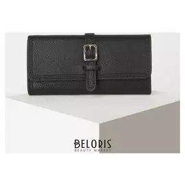 Кошелёк женский, 2 отдела на клапане, цвет чёрный