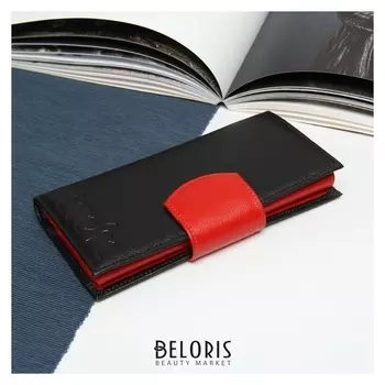 Кошелёк женский, 2 отдела на клапане, цвет чёрный