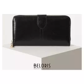 Кошелёк женский, 2 отдела на клапане, цвет чёрный