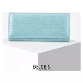 Кошелёк женский, 2 отдела на клапане, цвет голубой