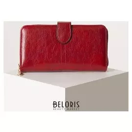 Кошелёк женский, 2 отдела на клапане, цвет красный