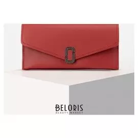 Кошелёк женский, 2 отдела на клапане, цвет красный