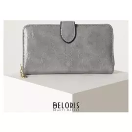 Кошелёк женский, 2 отдела на клапане, цвет серый