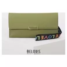 Кошелёк женский, 2 отдела на клапане, с ручкой, цвет зелёный