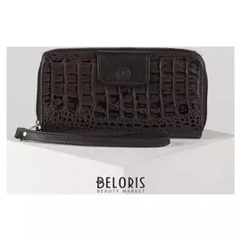 Кошелёк женский, 2 отдела на молнии, с ручкой, цвет коричневый