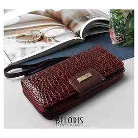 Кошелёк женский, 2 отдела на молнии, с ручкой, цвет бордовый