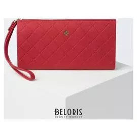 Кошелёк женский, 2 отдела на молнии, с ручкой, цвет красный