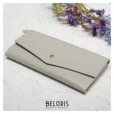 Кошелёк женский, 2 отдела, вкладыш для карт на кнопке, цвет серый