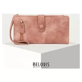 Кошелёк женский, 3 отдела на клапане, цвет пудра