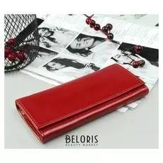 Кошелёк женский, 3 отдела на клапане, цвет красный