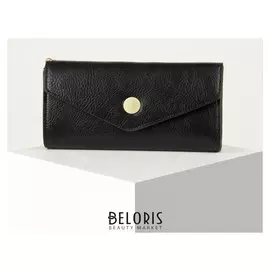 Кошелёк женский, 3 отдела на клапане, цвет чёрный