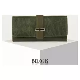 Кошелёк женский, 3 отдела на клапане, цвет зелёный