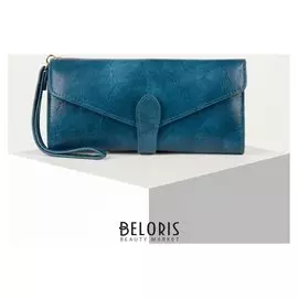 Кошелёк женский, 3 отдела на клапане, цвет синий