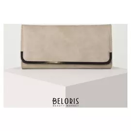 Кошелёк женский, 3 отдела на клапане, цвет бежевый