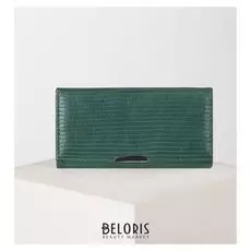 Кошелёк женский, 3 отдела на клапане, цвет зелёный