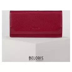 Кошелёк женский, 3 отдела на клапане, цвет красный