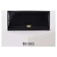 Кошелёк женский, 3 отдела на клапане, цвет чёрный