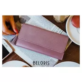 Кошелёк женский, 3 отдела на клапане, цвет пудра