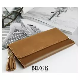 Кошелёк женский, 3 отдела на клапане, цвет коричневый