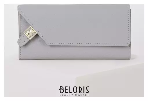 Кошелёк женский, 3 отдела на клапане, цвет серый