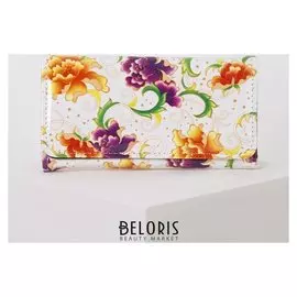 Кошелёк женский, 3 отдела на клапане, цвет белый