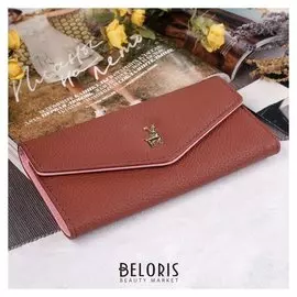 Кошелёк женский, 3 отдела на клапане, цвет коричневый