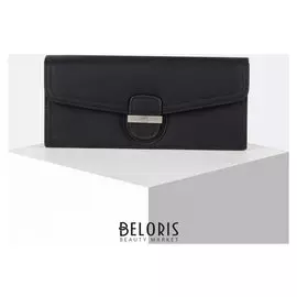 Кошелёк женский, 3 отдела на клапане, цвет чёрный