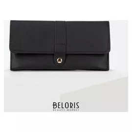 Кошелёк женский, 3 отдела на клапане, цвет чёрный