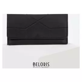 Кошелёк женский, 3 отдела на клапане, цвет чёрный