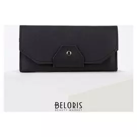 Кошелёк женский, 3 отдела на клапане, цвет чёрный