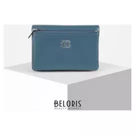 Кошелёк женский, 3 отдела на клапане, цвет голубой