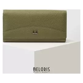 Кошелёк женский, 3 отдела на клапане, цвет зелёный