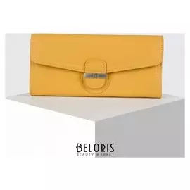 Кошелёк женский, 3 отдела на клапане, цвет жёлтый