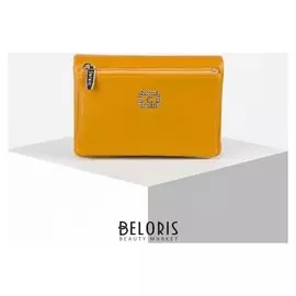 Кошелёк женский, 3 отдела на клапане, цвет жёлтый