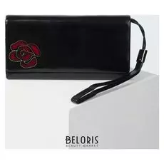 Кошелёк женский, 3 отдела на клапане, с ручкой, цвет чёрный