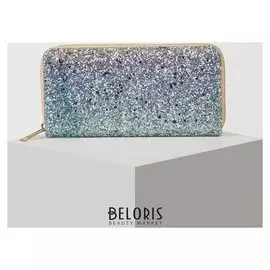 Кошелёк женский, 3 отдела на молнии, цвет серебро