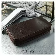 Кошелёк женский, 3 отдела на молниях, цвет кофе