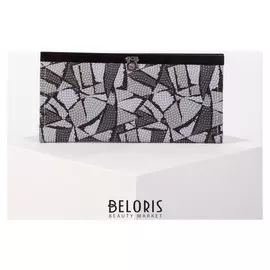 Кошелёк женский, 4 отдела на хлопушке, цвет чёрный/серый