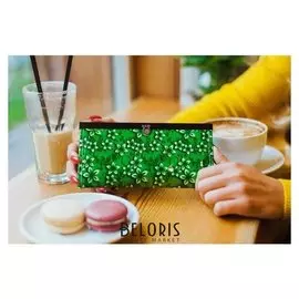 Кошелёк женский, 4 отдела на хлопушке, цвет зелёный