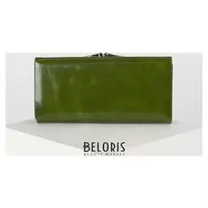 Кошелёк женский, 4 отдела на клапане, цвет зелёный