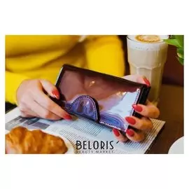 Кошелёк женский, 4 отдела на клапане, цвет коричневый