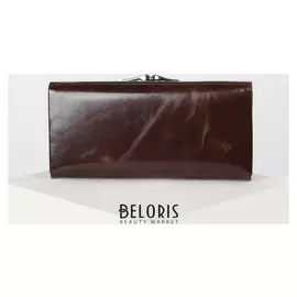 Кошелёк женский, 4 отдела на клапане, цвет коричневый