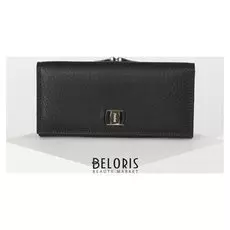 Кошелёк женский, 4 отдела на клапане, цвет чёрный