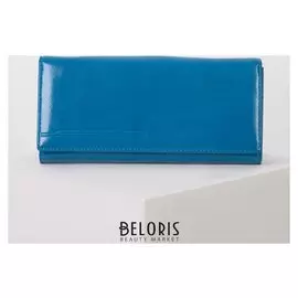 Кошелёк женский, 4 отдела на клапане, цвет голубой