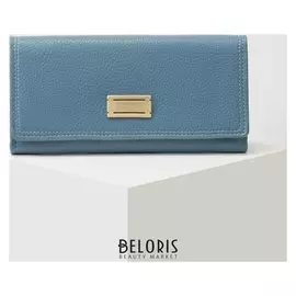 Кошелёк женский, 4 отдела на клапане, цвет голубой
