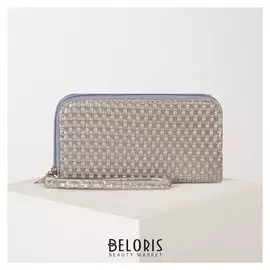 Кошелёк женский, 4 отдела на молниях, цвет серый