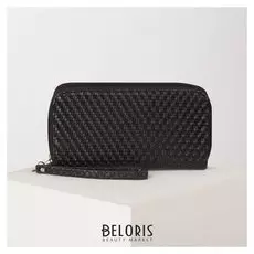 Кошелёк женский, 4 отдела на молниях, цвет чёрный