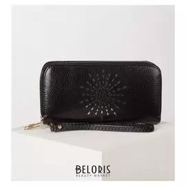 Кошелёк женский, 4 отдела на молниях, цвет чёрный