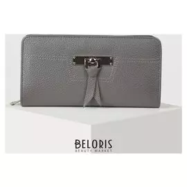 Кошелёк женский, 4 отдела на молниях, цвет серый